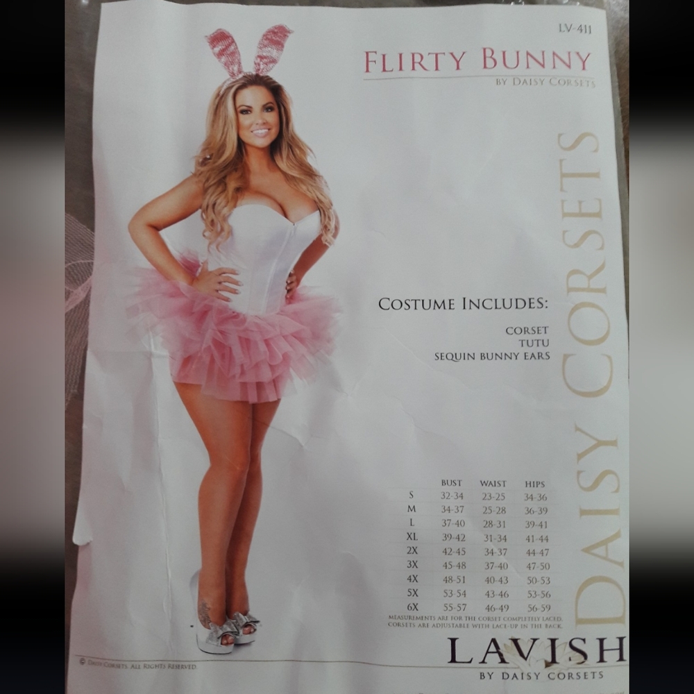 Daisy Corsets White Corset with Pink Tutu and Bunny Ears